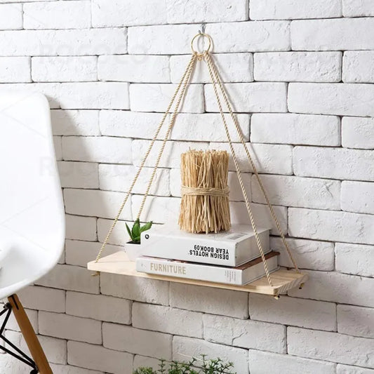 Floating Wall Shelf with Hooks for Home Decor