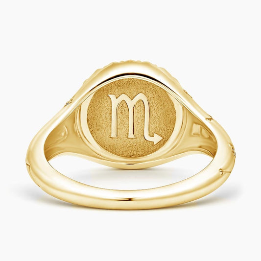 Scorpio Zodiac Diamond Signet Ring