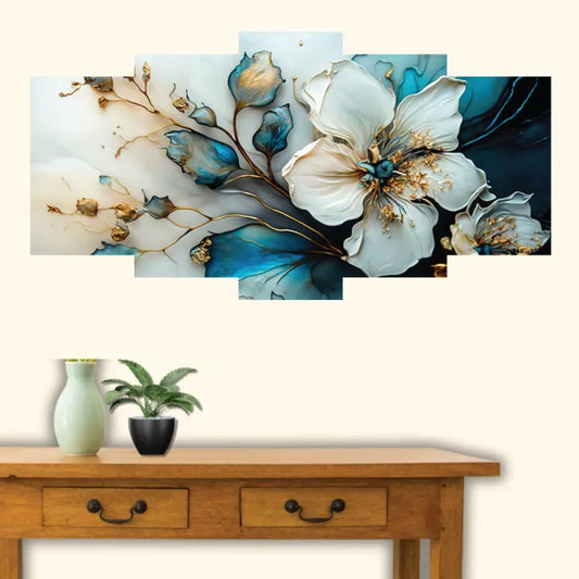 5-Part Flower Canvas Wall Art – 36x18 Inch